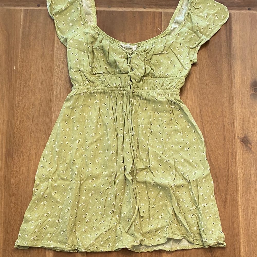 Lush Pale Green Floral Waistband Mini Dress